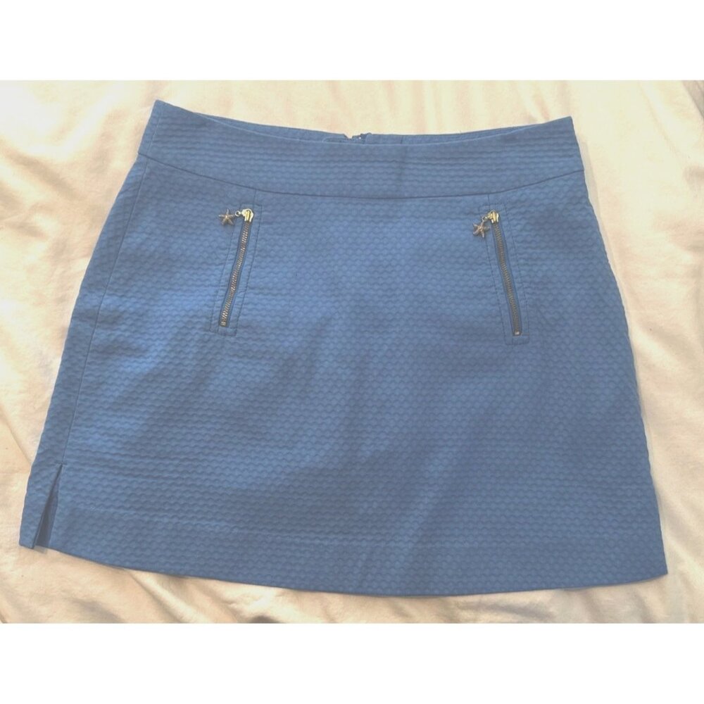 Lilly Pulitzer Womens Skirt Skort Size 2 Solid Bay Blue Starfish Nautical Cotton